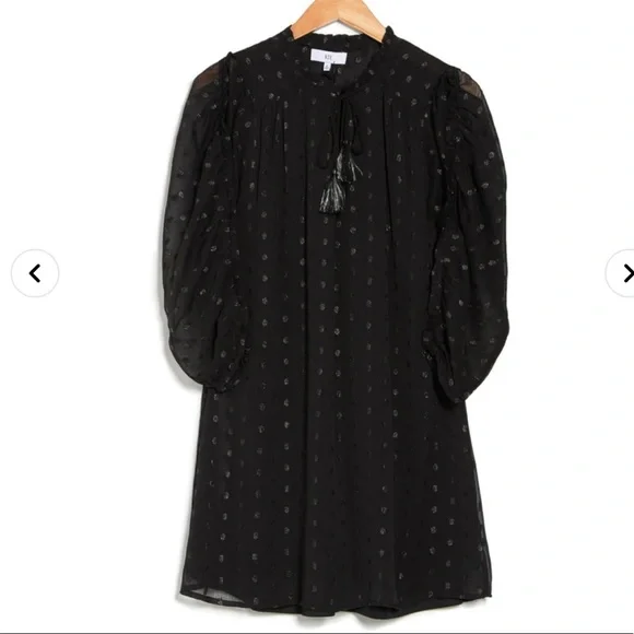 NSR Metallic Dot Ruched Sleeve Shift Dress Size S. - Picture 3 of 8